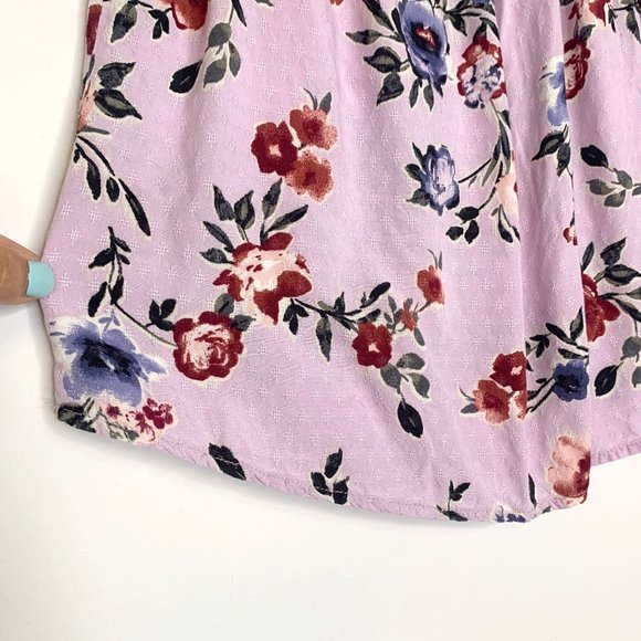 BLUE RAIN Mixed Purple Floral Boho Flowy Flutter Sleeve Blouse‎ Sz S - Picture 3 of 7